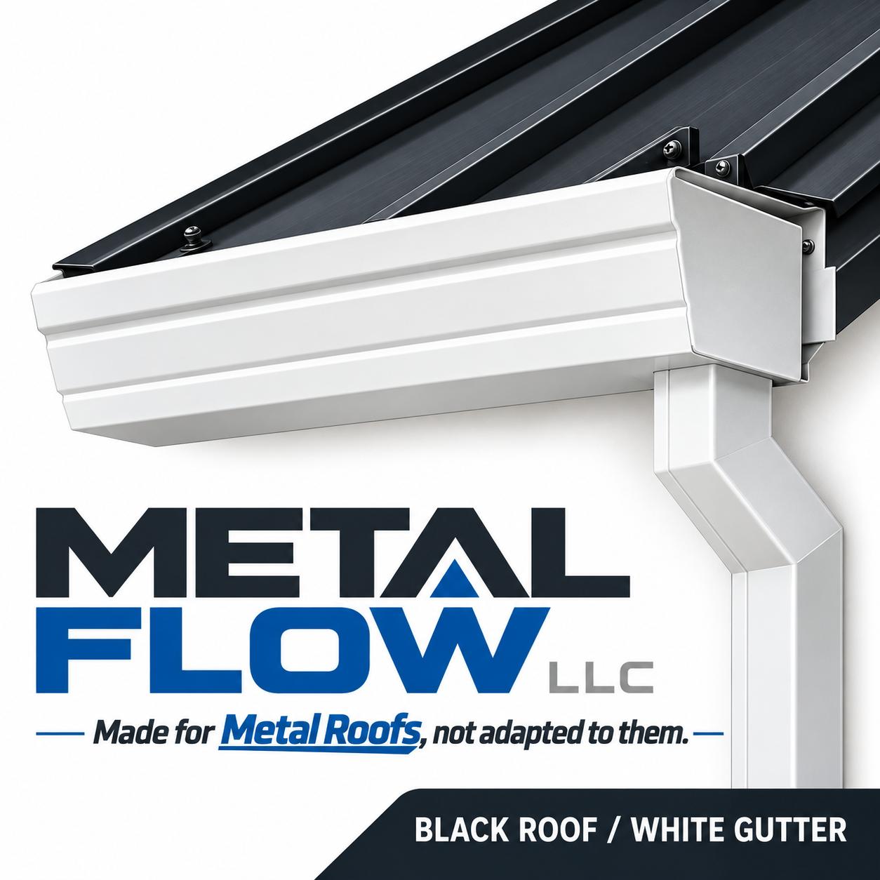 Black Roof / White Gutter metal roof and gutter combination