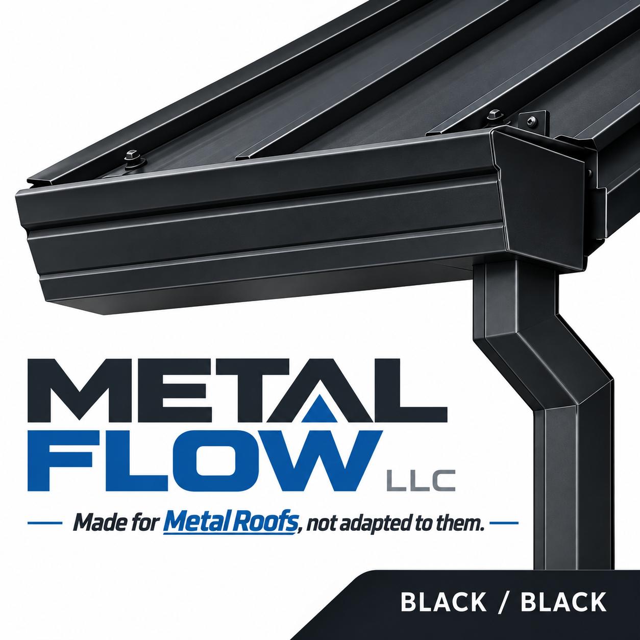Black / Black metal roof and gutter combination